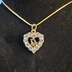 Dazzling Upcycled Gold Heart Necklace with Crystal Accents #41